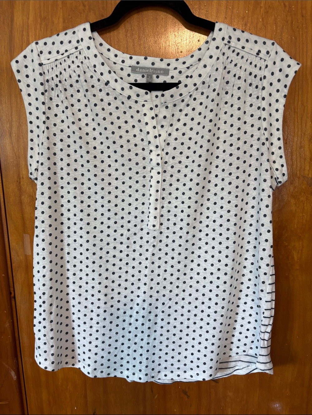 Daniel Rainn White Tee with Navy Polka Dots